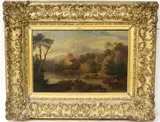 Sunday Afternoon by the Lake by English School, Oil on board, sold Jun 2024