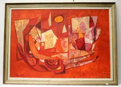 Russian School, The Orange Sun, Oil canvas-board