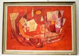 Russian School, The Orange Sun, Oil canvas-board