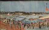 Utagawa Hiroshige, Ryogoku Hanabi no Zu (from the series Toto Meisho), 19th century impression, Woodblock print: ink and color on paper
