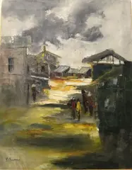 Pham Thi Thuan, Village Scene, Oil on canvas