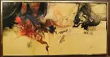 Sonia Risolia, Abstract with Gold Highlights, Mixed media on paper
