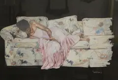 Kenneth D. Mann, Lady on a Sofa, Pencil signed, titled, and numbered at base