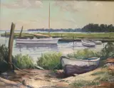 Gerald Hennesy, Afternoon View with Boats, Oil on canvas