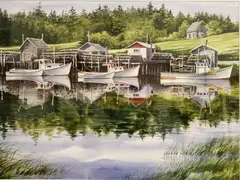 Geraldine McKeown, Boats on a Sunny Day, 1986, Mixed media on paper