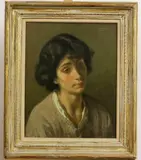 August Nordhausen, Portrait of a Young Woman, Early-to-mid 20th century oil on canvas painting