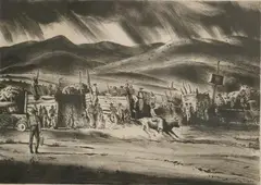 Peter Hurd, Sunday Afternoon in New Mexico, Pencil titled, numbered and signed at base