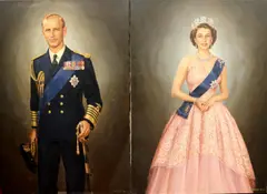 Alexander Yaron, Queen Elizabeth and Prince Philip, Oil on canvas