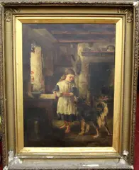 Christopher Meadows, Lunchtime!, 1883, Oil on canvas