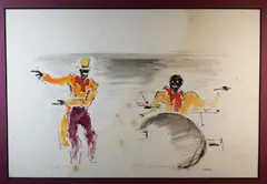 Willering Epko, Jazz Musicians, Pen and watercolor on paper