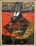 Théo Tobiasse, L'homme en noir et le danseur sur l'autobus, Color lithograph on paper