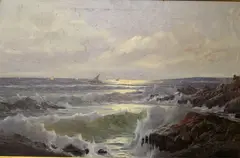 Ensel Salvi, Untitled, Italian Seascape with Yachts, circa 1951, oil on board