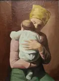 José Trujillo, Mother and Child, 1984, Oil on board