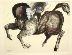 Felix Angel, Rider with Blue Cap, 1999, Pencil signed and dated lower left hand corner