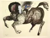 Felix Angel, Rider with Blue Cap, 1999, Pencil signed and dated lower left hand corner