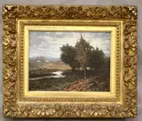 Landscape with River by American School, Oil on board, sold Sep 2024