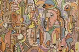 American School, Abstract Crowd, 1999, Mixed media on paper