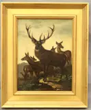 A Twelve-Pointer by American School, Oil on canvas, sold Sep 2024