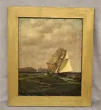 Boat at Sea by American School, Oil on canvas, sold Sep 2024