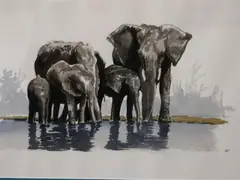 Arthur Cotton Moore, Elephant Herd, Watercolor
