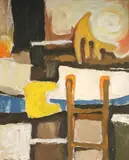Arthur Cotton Moore, Composition in Yellow, Oil on canvas