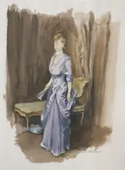 Arthur Cotton Moore, Lady in 1890s dress, Watercolor