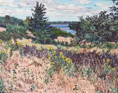 Carrita Smith, Landscape with Sunflowers, 1989, Oil on canvas