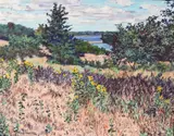 Carrita Smith, Landscape with Sunflowers, 1989, Oil on canvas
