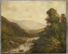 L Fischer, Landscape with River, Oil on canvas