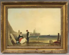 Richard Parkes Bonington, Untitled, A Normandy Coastal Scene, circa 1825, 19th century oil on canvas