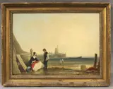 Richard Parkes Bonington, Untitled, A Normandy Coastal Scene, circa 1825, 19th century oil on canvas