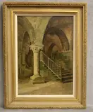 Giuseppe De Nittis, Interior Architectural Details of a Church, Oil on board