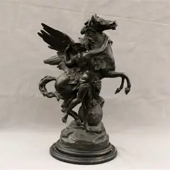 Emil Louis Picault, "Perseus and Pegasus", Bronze with black patina, incised signature