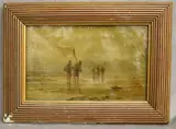 Boys at the Beach by Continental School, Oil on canvas. indecipherable signature lower right hand corner, sold Sep 2024