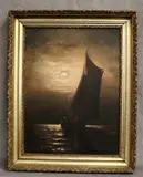Night View with a Boat by Continental School, Oil on canvas, sold Sep 2024