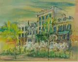 Lily Spandorf, DC Houses close to Dupont Circle, Ink signed lower right hand corner