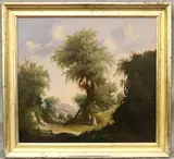 G A Nichols, Couple on the Road, Oil on canvas