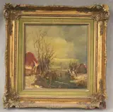 Dutch School, Dutch winter scene, Oil on board