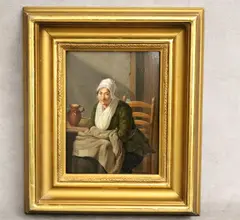 Anthony Oberman, Portrait of a Dutch Woman, Oil on Mahogany Panel