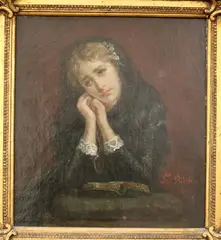 Portuguese School, Young Lady in Prayer, Oil on canvas