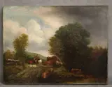 Cattle by a Stream by English School, Oil on canvas, sold Sep 2024