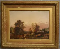 George Vicat Cole, River View in the late Afternoon, 19th century painting signed "Vicat Cole" lower right hand corner, Oil on canvas