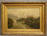 View of Windsor Castle from the River Thames by English School, 1886, Oil on canvas, sold Sep 2024