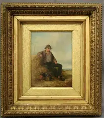 Thomas Webster, Man and Haystack, Oil on canvas