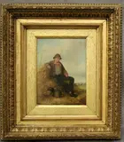 Thomas Webster, Man and Haystack, Oil on canvas