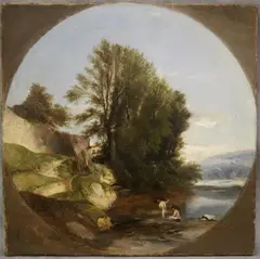 Bathers In A River by Frederick Richard Lee, Oil on canvas, sold Sep 2024