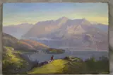 George William Pettitt, Afternoon Date at the Lake, Oil on canvas