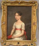 Young Lady with Book by French School, Oil on board, sold Sep 2024