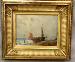 Victor Philippe Philipsen, Untitled, Seascape, 19th century oil on board painting