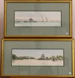 Yves Parent, Two Works: "Thomas Point Shoal Light" and "Harness Creek-South River", Watercolor on paper